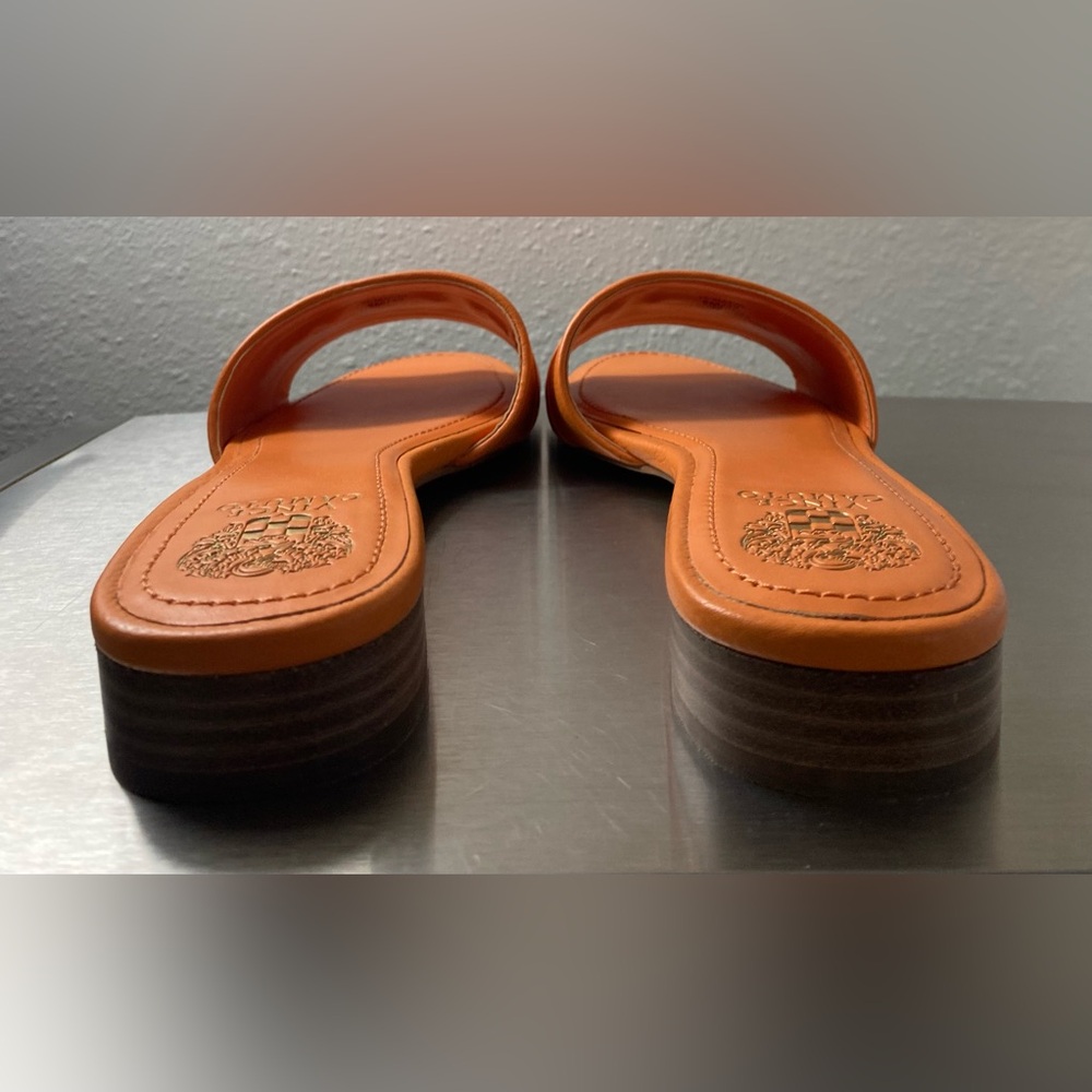 Vince Camuto Orange Leather Mules with Gold Accent - Picture 6 of 15